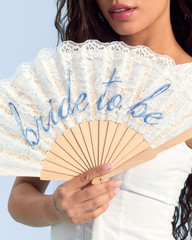 White Lace Bride to Be Folding Fan | Bridal Something Blue, Wedding Accessory, B