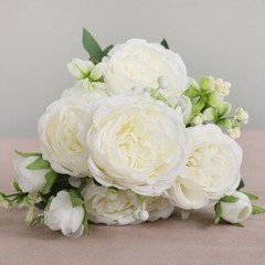 1x Artificial Silk Peony Flowers Bouquet Fake Leaf Wedding Party Home Decoration