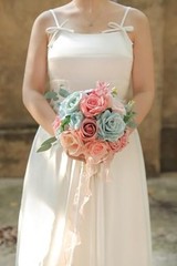 Artificial Flowers Combo Set Fake Flower Leaf Box with Stemst for Blue Pink