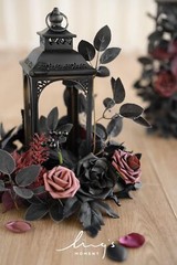 Ling’s Moment 6Pack 2ft Artificial Flowers Garland Black & Burgundy Lantern F…