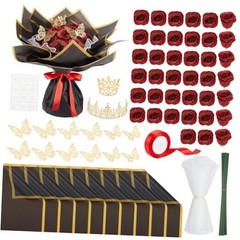 40Sets DIY Flower Bouquet Kit with Glitter Artificial Roses, Flower Wrapping