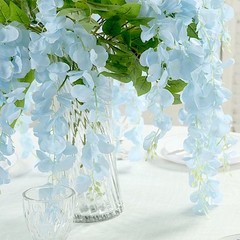LiIGHT BLUE 44″ tall Silk Wisteria Flowers Hanging Vine Bush Wedding