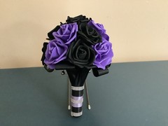 Black rose and accent color rose wedding bouquet