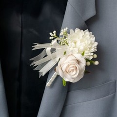 ARTIFICIAL BOUTONNIERE Corsage Flower Rose Chrysanthemum Wedding Deb Groom Bride