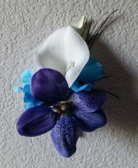 Peacock Royal Blue Purple Turquoise Ivory Calla Lily Orchid Bridal Wedding Bouqu