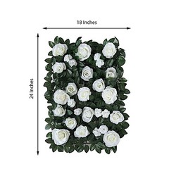 24″ x 18″ Green White Rose Silk Flowers Wall Backdrop Panel Wedding Decorations