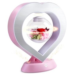 LoveLin Heart Preserved Rose Flowers with Bluetooth 10 inches, White and Pink
