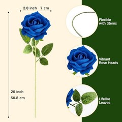 24PCS 20‘’ Sapphire Blue Artificial 24pcs Sapphire Blue Artificial Flowers