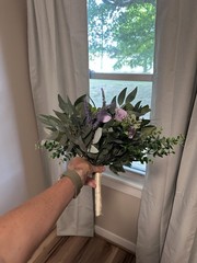 Artificial Rose & Eucalyptus Wedding Garland Floral Decor Purple White Green