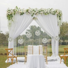 BLOSMON Fake Flowers Ball Wedding Centerpieces 10 Pcs White Rose Babys Breath…