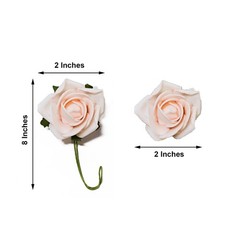 24 BLUSH 2″ Mini FOAM ROSE Flowers Stems Wedding Events Decorations Supplies