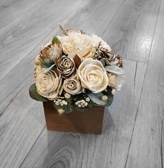 Natural Cream Bridal Bouquet Bark Skin Sola Wood Bridesmaid Wedding Flowers