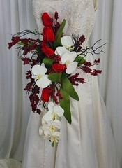 Orchids and Tulips Contemporary Faux Cascade Wedding Bouquet