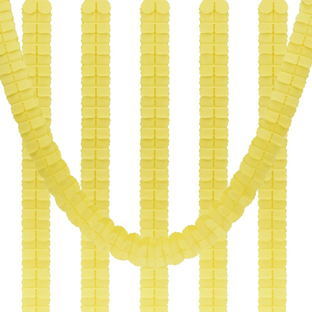 6Pcs 9.8ft Four-Leaf Paper Flower Garland Hanging Streamers Yellow