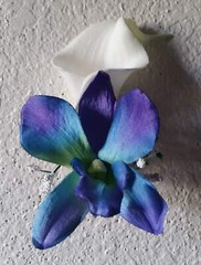 Peacock Ivory Calla Lily Galaxy Orchid Bridal Wedding Bouquet Accessories