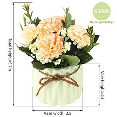 Artificial Hydrangea Bouquet with Small Ceramic Vase Fake Silk Variety Pink