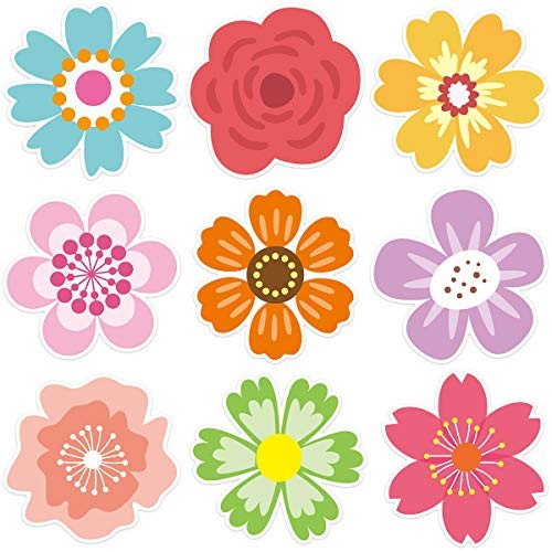 54 Pcs Flower Cutouts Summer Flowers Bulletin Board Decorations Spring Cut
