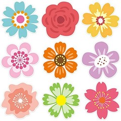 54 Pcs Flower Cutouts Summer Flowers Bulletin Board Decorations Spring Cut
