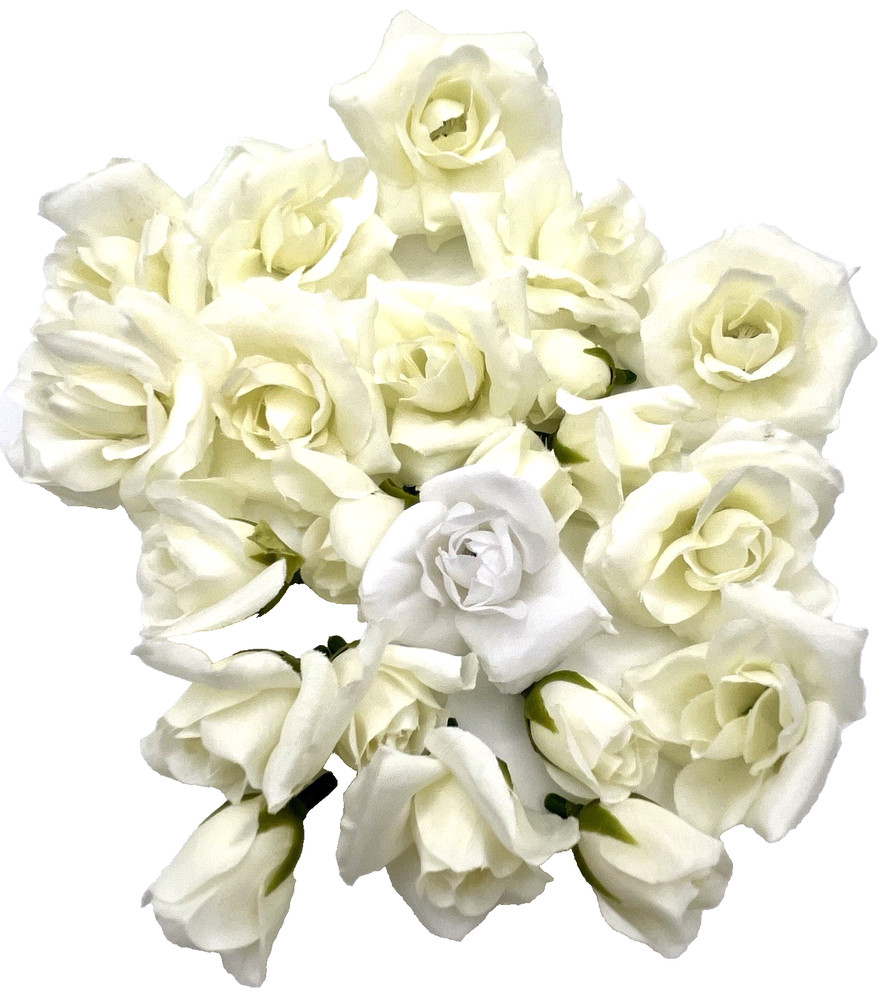Lot of Faux Rose Flower Heads Ivory 1-3″ Wide Wedding Bridal Textile Bride