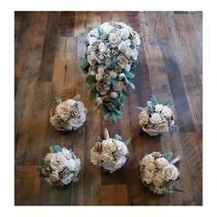 Champagne Brown Sola Wood Bridal Bouquet Cascading Natural Bark Wedding Flowers