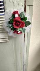 12pc wedding pew bows white and red or any color silk flowers Rush orders Avail