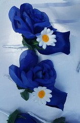 17 Piece Wedding Bouquet Package, Blue Roses, White Daisies, Wedding Bouquet Set