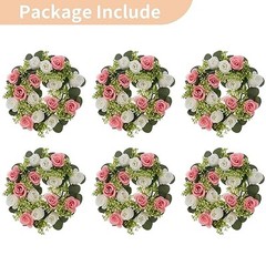 Artificial Flowers Candle Rings – 6 Pcs 14 inch Diam Dia 14″-6pcs Pink & White