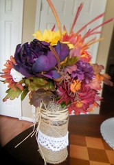 FALL Floral DECOR Bouquet + Vase LEAVES Centerpiece FLOWERS Grass BERRIES Multi
