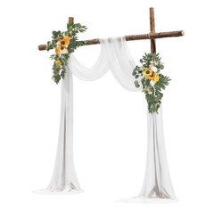 Uimoso Artificial Wedding Arch Flowers Kit with Drapes Kit Deluxe White