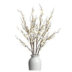 4Pcs Cherry Blossom Branches Artificial Flowers for Spring Summer Indoor White