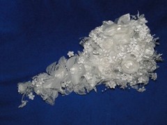 New Oddity Inc White Satin Roses and Pedal Flowers Bridal Bouquet