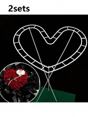 Heart Shape 6pcs 2sets Flower Bouquet Holder With Support Rods For DIY Wedding