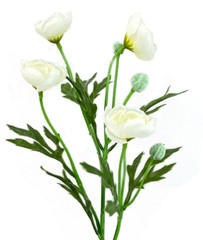21″ Ranunculus Spray, 4 Heads, Artificial Silk Wedding Flowers Fake Faux Stems