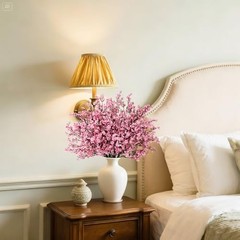 6Pcs Fake Flowers Baby’s Breath Silk, Real Touch Artificial Flowers 6pcs Pink