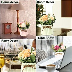 Artificial Hydrangea Bouquet with Small Ceramic Vase Fake Silk Variety Flower