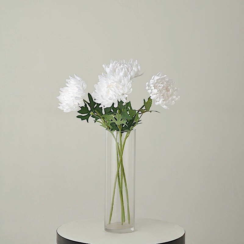 WHITE 3 Stems 27″ Silk Artificial Chrysanthemum FLOWERS Party Decorations
