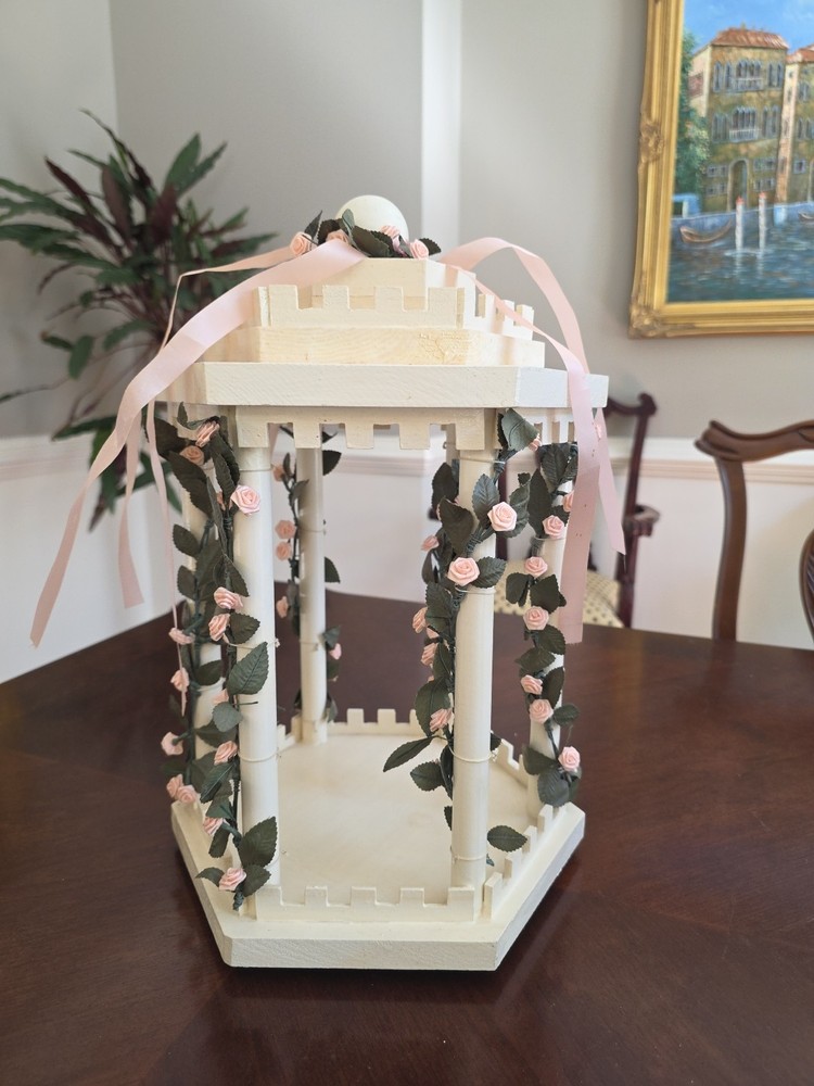 Vintage 1988 Custom Made Wood Gazebo Spins 17 X 10 Bridal Wedding Spring Decor