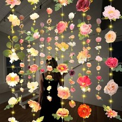 Suncalla 6 Pack 35.4ft Fake Flower Garland Backdrop with LED Multi Color Lovely