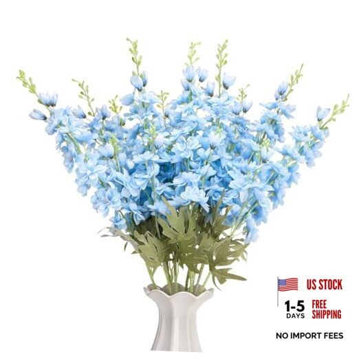 Pcs Delphinium Artificial Flowers for Decoration, 33.86 inch 10 Light Blue