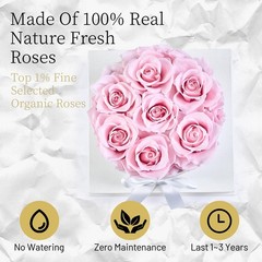 Graclect Flowers for Delivery Prime – Preserved Roses Pink in White Box
