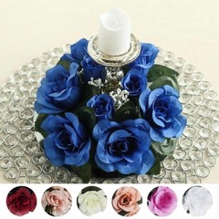 12 pcs Silk ROSES Flowers Candle Rings Wedding Tabletop Centerpieces Wholesale