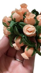 Vintage Poly Silk Rose Buds Flower Wire Stem Bouquet Wedding Crafts Hats Dolls