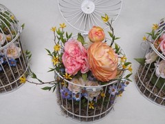 Wedding Decor Birdcages w/ Silk Flowers – Set Of 5