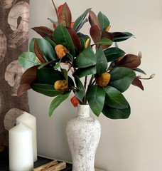 Set of 4 Magnolia Branches 32 Inch Long Artificial Magnolia with Leaves Greenery