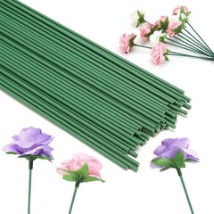 Green Floral Wire Stems 50 Pieces Thick Flower Rose Bud Sticks 8 Inches