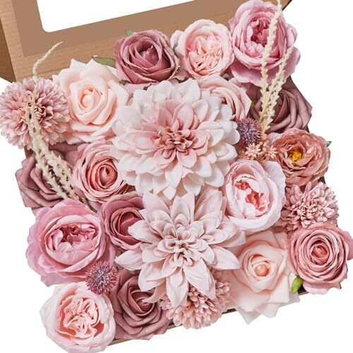 Artificial Flowers, Dusty Pink Silk Fake Flowers for DIY 1 A Dusty Pink