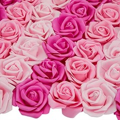 Artificial Flowers Foam Rose Heads – 3 x 1.2 in, Mixed Pink Shades, 100 Pack