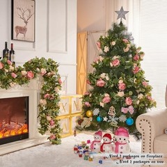Flower Garland Artificial Rose Vine Huge Flower 5.9FT A Off White & Dark Pink