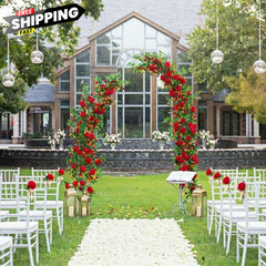 2 PCS 12FT Bendable Flower Garland, Artificial Rose Vine Hanging 2pcs, Red