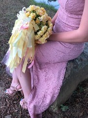 Sensational Pink and Yellow Wedding Bouqet set